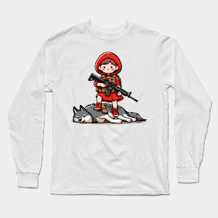 Tactical Little Red Riding Hood Adventure Tee: Where Fairytales Meet Bold Style Long Sleeve T-Shirt